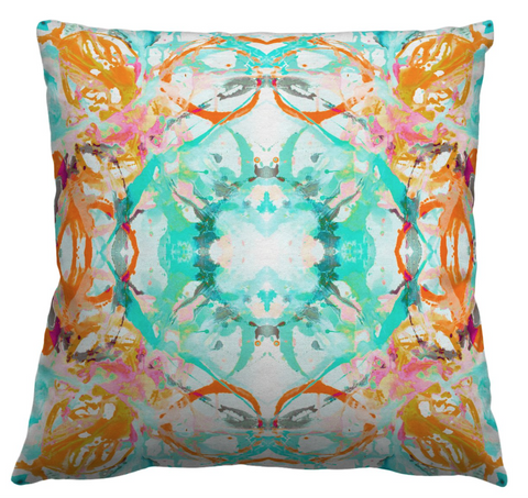 411 Coral Blush Turquoise #1 Pillow Cover