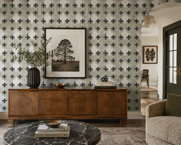 81425 Lichen + Black Non-Woven Fibre Wallcovering