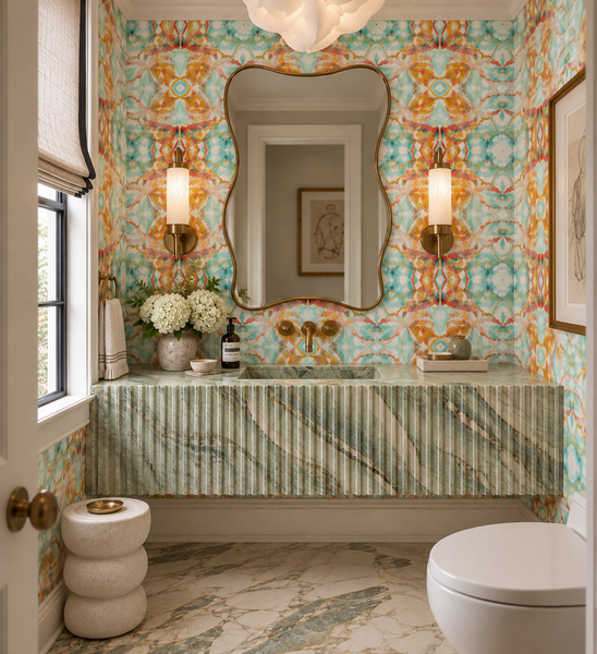 411 Coral Blush Turquoise Alta Wallcovering