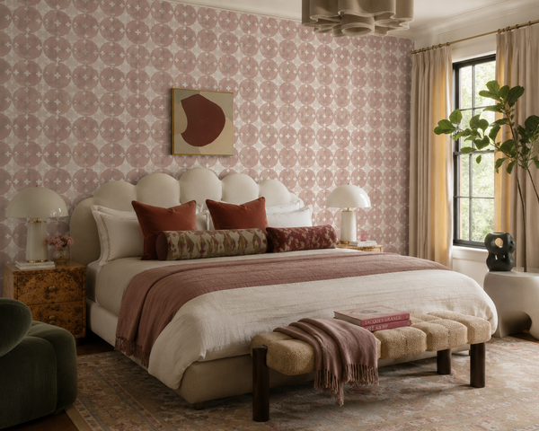 81425 Vintage Rosewood + White Non-Woven Fibre Wallcovering