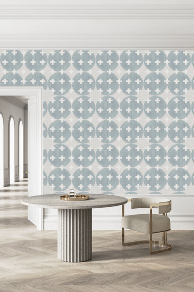 81425 Coastal Fog + White Non-Woven Fibre Wallcovering