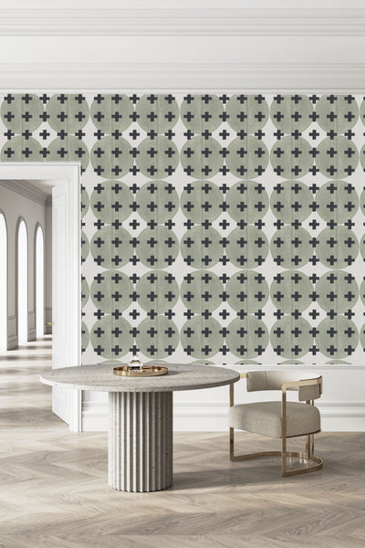 81425 Lichen + Black Non-Woven Fibre Wallcovering