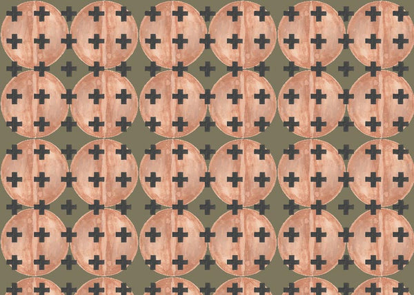 81425 Olive Blossom + Black Non-Woven Fibre Wallcovering