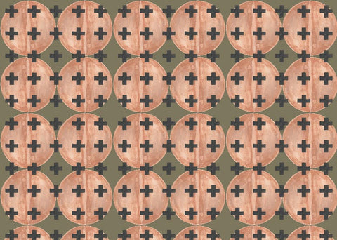81425 Olive Blossom + Black Non-Woven Fibre Wallcovering