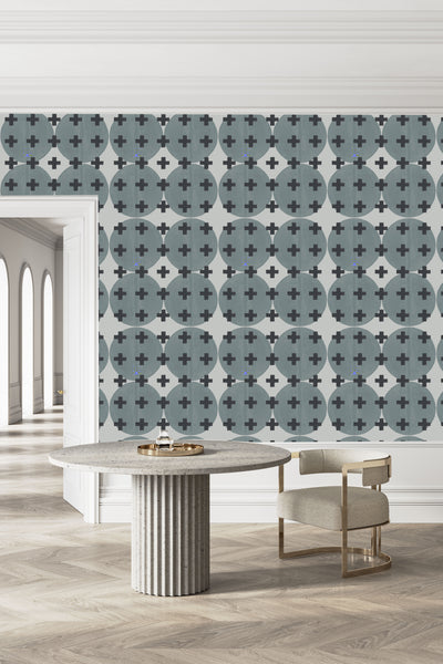 81425 Stone Blue + Black Non-Woven Fibre Wallcovering