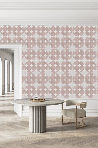 81425 Vintage Rosewood + White Non-Woven Fibre Wallcovering