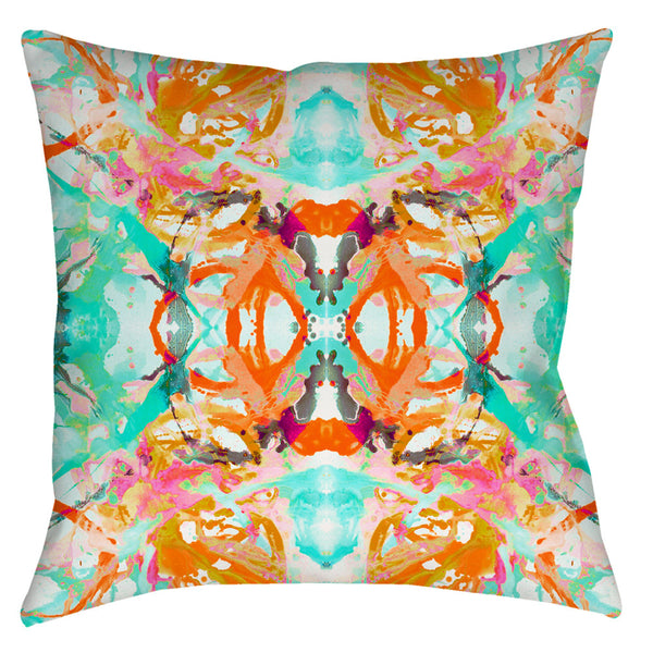 411 Coral Blush Turquoise #2 Pillow Cover