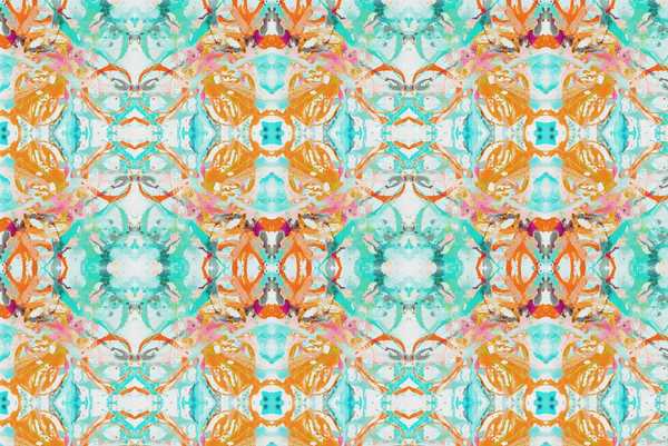 411 Coral Blush Turquoise Fabric